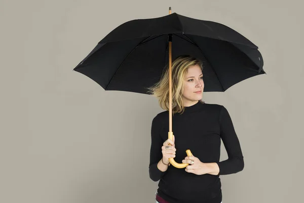 Blonde woman with umbrella — Stock Photo, Image