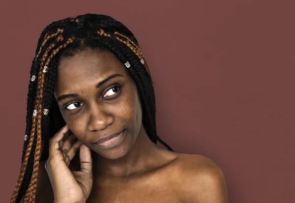 Africana americana mujer sin camisa — Foto de Stock