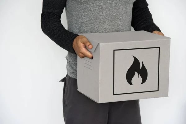 Man carrying delivery box — Stock Photo, Image