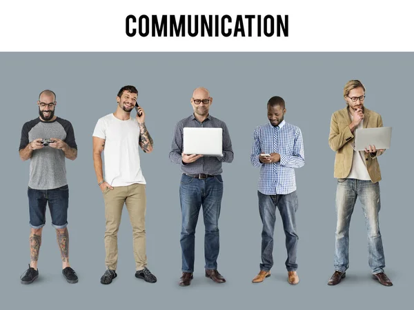 Diverse of People Using Digital Devices Communication Studio Iso — Stock Photo, Image