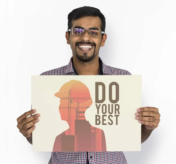 Man holding placard — Stock Photo, Image