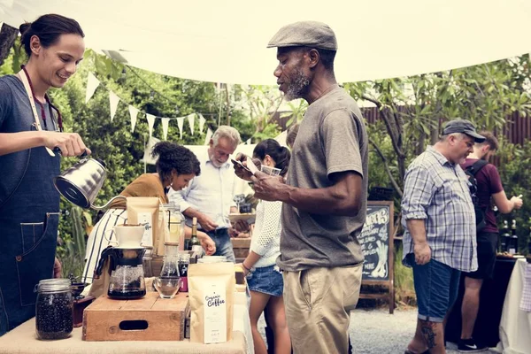 Man Selling Coffee — Stock Photo, Image