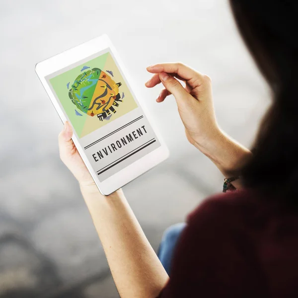 Woman holding digital tablet — Stock Photo, Image