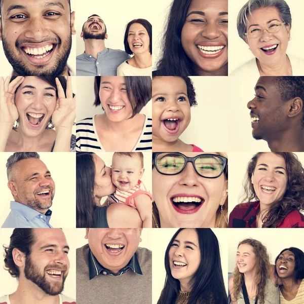 Set van diversiteit mensen lachen — Stockfoto