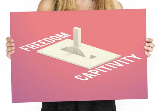 Woman holds placard — Stock Photo, Image