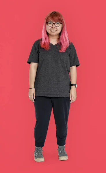 Donna capelli rosa — Foto Stock