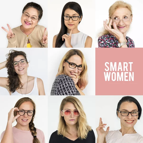 Diversidad Mujeres con gafas graduadas —  Fotos de Stock