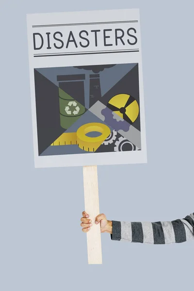 Mano humana sostiene cartel — Foto de Stock
