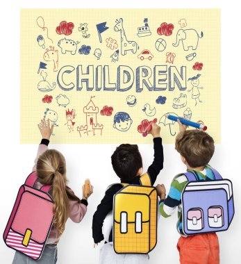 Duvardaki çizim çocuklar