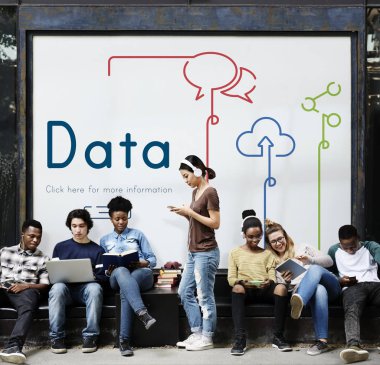 Genç öğrenciler afişini siting 