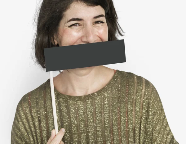 Mujer sosteniendo bandera . —  Fotos de Stock