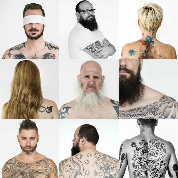 Diversità persone con tatuaggi — Foto Stock