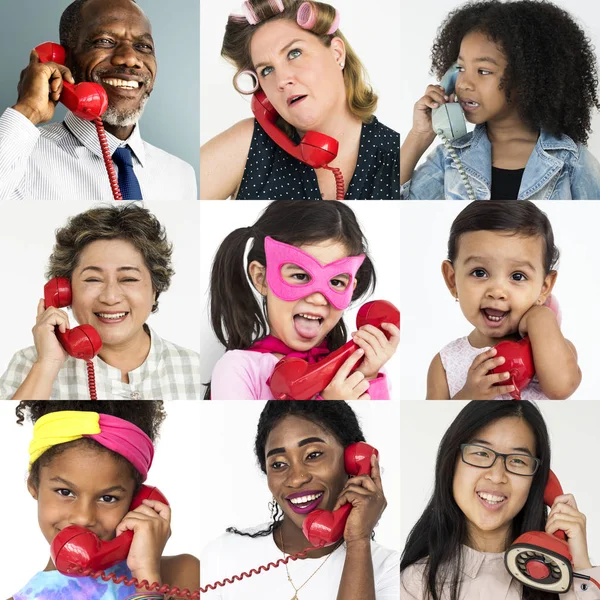 Diverse mensen met behulp van telefoon — Stockfoto