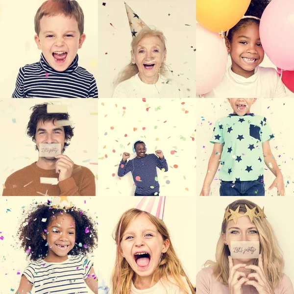 Conjunto de personas de diversidad con emoción de expresión —  Fotos de Stock