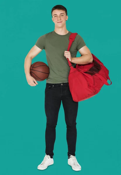 Man bedrijf basketbal — Stockfoto