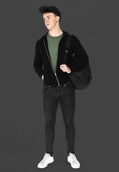 Young man full body studio shoot with casual style — Stock Photo, Image
