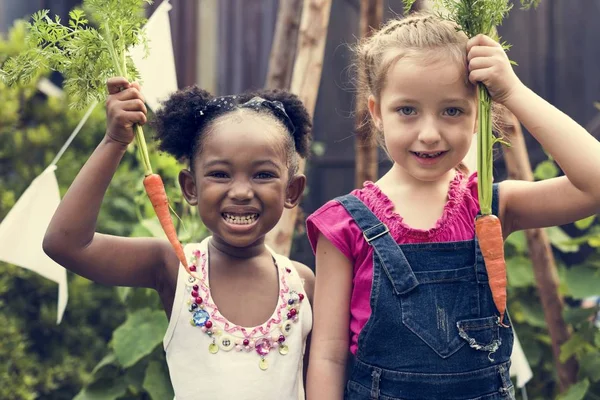 Niños sosteniendo verduras — Foto de Stock