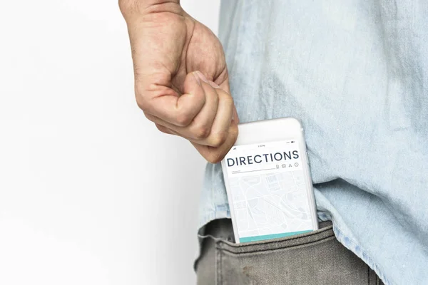 Man taking out smartphone from pocket — Stock Photo, Image