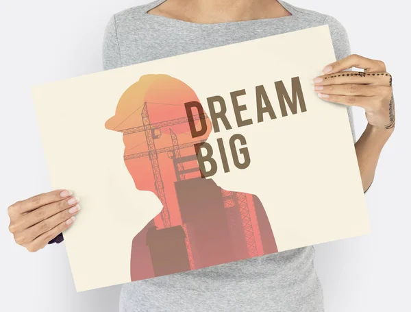 Woman holds placard — Stock Photo, Image