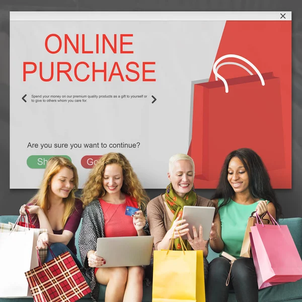 Vrouwen shoping online — Stockfoto