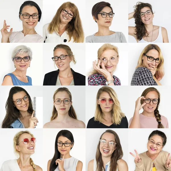 Różnorodność kobiet z uśmiechniętą twarz — Zdjęcie stockowe