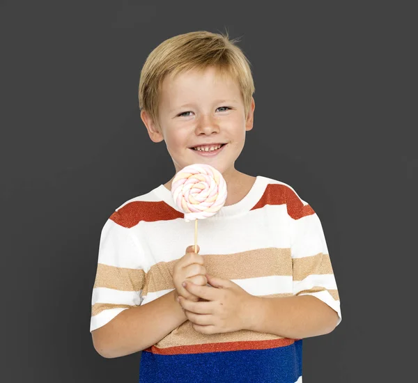Kis fiú lollypop — Stock Fotó