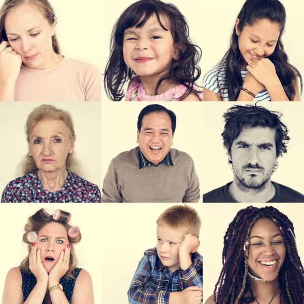 Set of Diversity People with  Expression Emotion — Stock Photo, Image