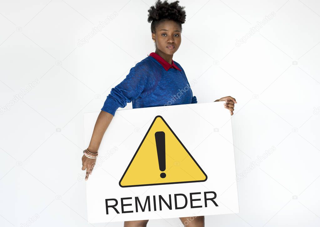 woman holding placard