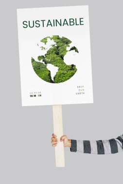 insanın el afişini tutar 