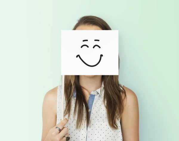 Kobieta z rysunku twarzy emocji — Zdjęcie stockowe