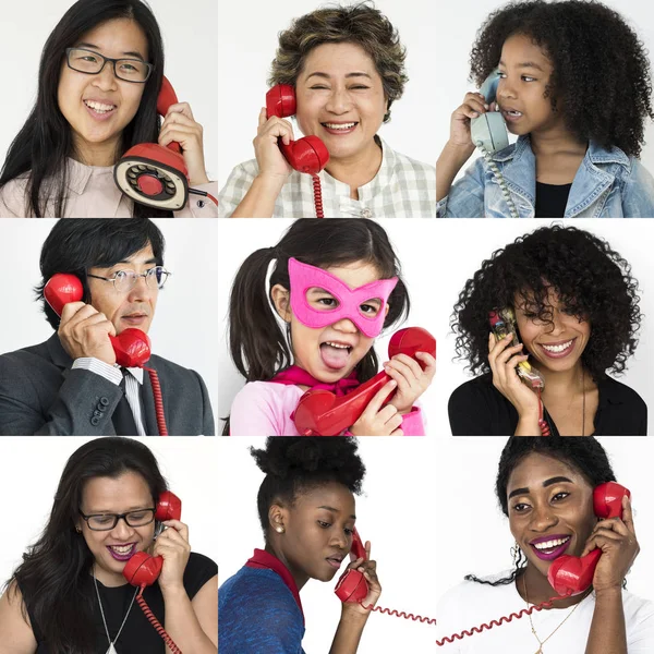 Diversas personas usando el teléfono — Foto de Stock