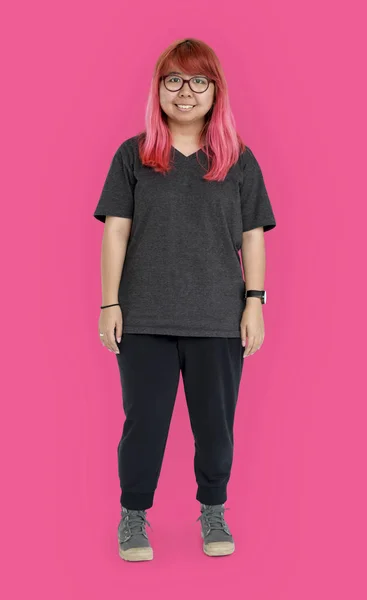 Donna capelli rosa — Foto Stock