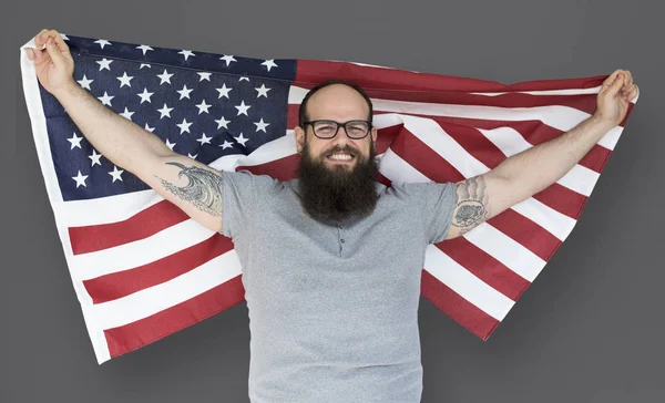 Man holding american flag — Stock Photo, Image