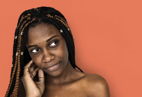 Africana americana mujer sin camisa — Foto de Stock