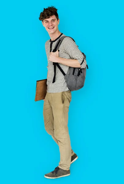 Mužský student s batohem — Stock fotografie