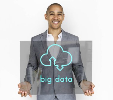 Cam afiş tutan iş adamı 