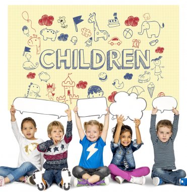 konuşma bulutlar tutan çocuk