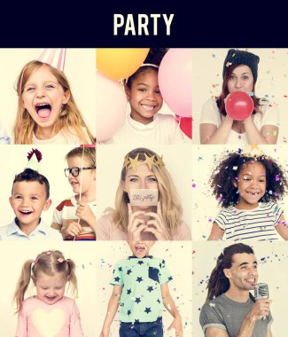 mutlu ve gülümseyen insanlarla yüz ifadeleri