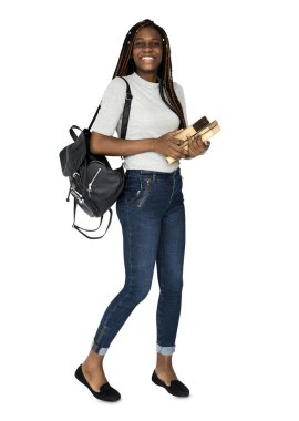 kız öğrenci holding ders kitabı