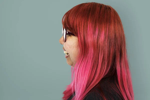 Asian pink hair woman — Stock Photo, Image