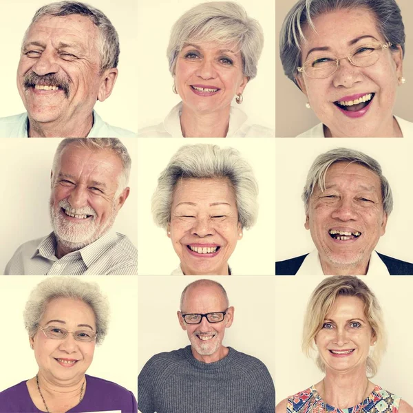 Verzameling van diversiteit Senior mensen — Stockfoto