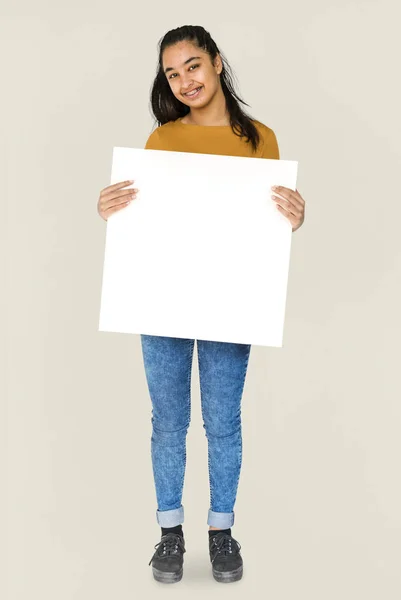 Girl Holding Placard — Stock Photo, Image