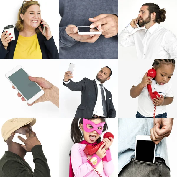 Diversas pessoas usando telefone — Fotografia de Stock