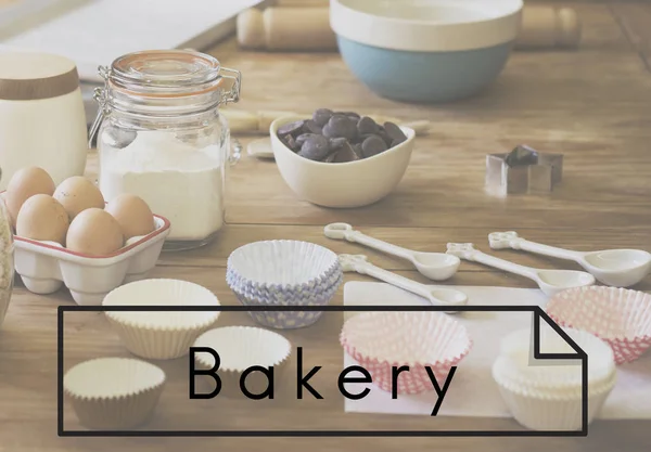 Kitchen table with Ingredients — Stock Photo, Image