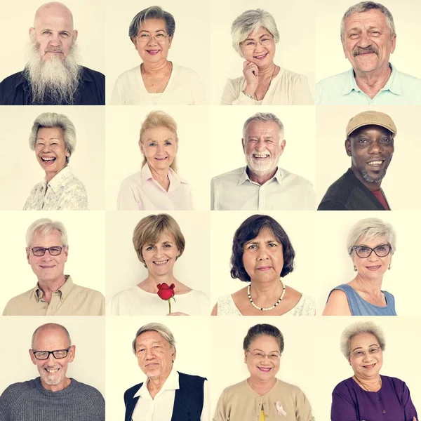 Verzameling van diversiteit Senior mensen — Stockfoto