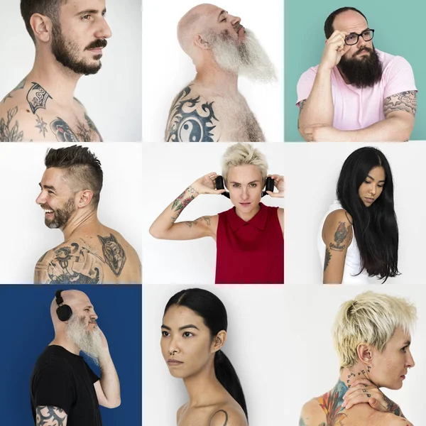 Diversiteit mensen met tatoeages — Stockfoto