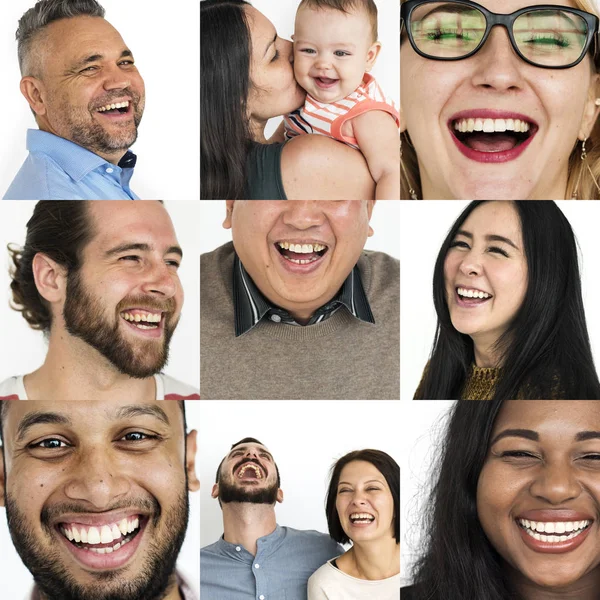 Σύνολο διαφορετικότητα ανθρώπων γελώντας — Φωτογραφία Αρχείου