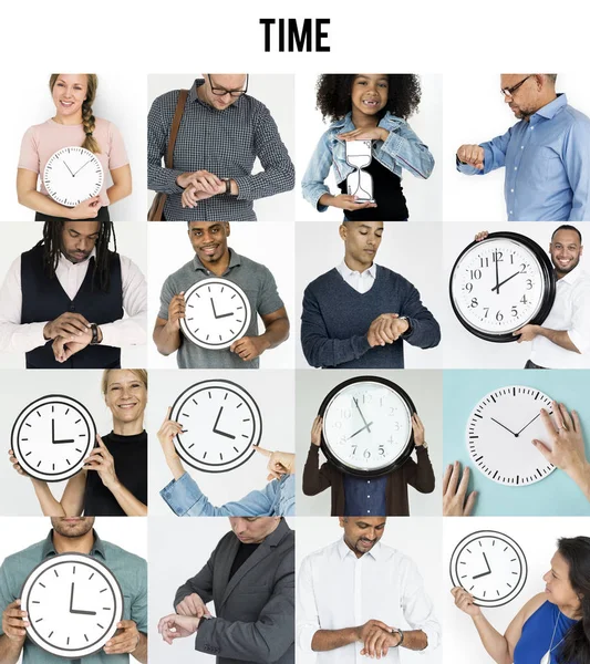 Conjunto de personas diversas con tiempo —  Fotos de Stock
