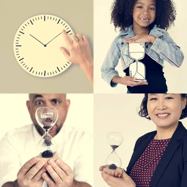 Conjunto de personas diversas con tiempo — Foto de Stock