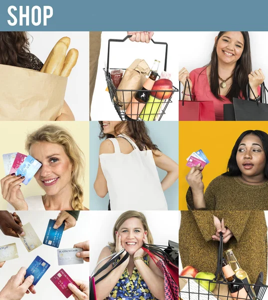 多样性妇女享受购物 — 图库照片